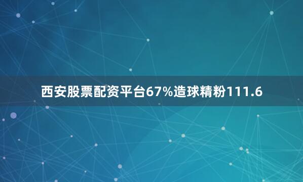 西安股票配资平台67%造球精粉111.6